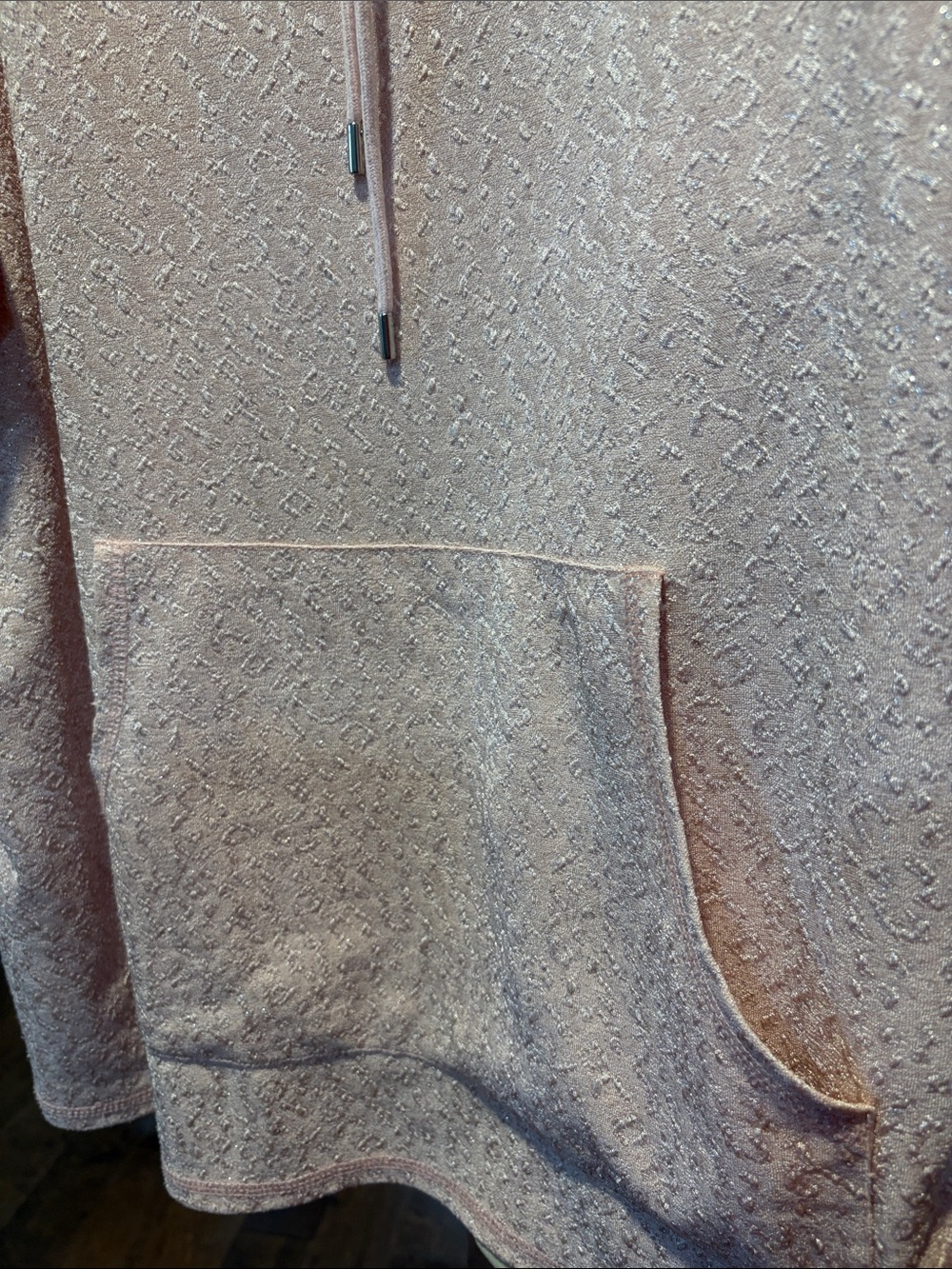 Ruby Rd. Light Pink Textured Drawstring Pullover Hoodie - Picture 3 of 5